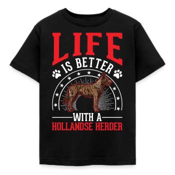 Das Leben ist ist mit einem Hollandse Herder - Kinder T-Shirt - Schwarz - Vorne - AI Model Kid Female (0cm)