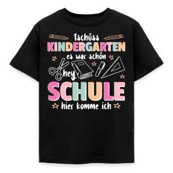 Kindergarten Abschied Hallo Schule ich bin soweit! - Kinder T-Shirt - Schwarz - Vorne - AI Model Kid Female (0cm)