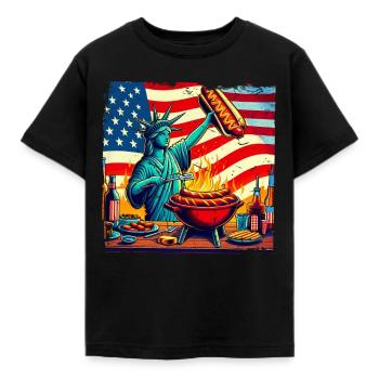 Design de barbecue américain nostalgique Fans américains - T-shirt Enfant - noir - Devant - AI Model Kid Female (0cm)