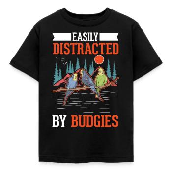 Easily distracted by Budgies Budgie - Kids' T-Shirt - black - Front - AI Model Kid Female (0cm)