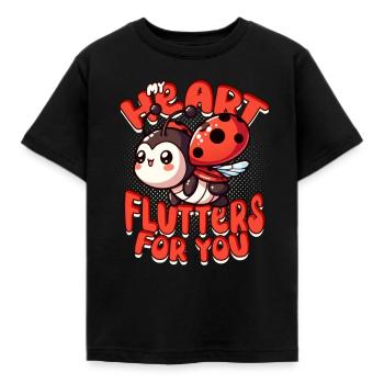 Ladybug Entomology My Heart Flutters for You - Kids' T-Shirt - black - Front - AI Model Kid Female (0cm)