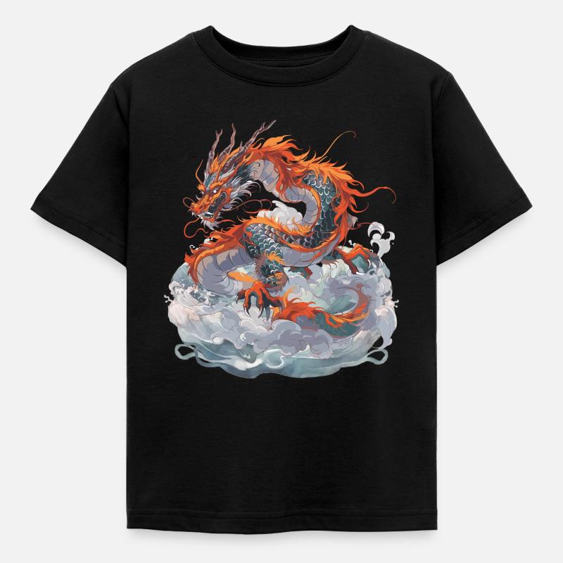 Drache Drachen Fabeltier Märchen - Kinder T-Shirt - Schwarz