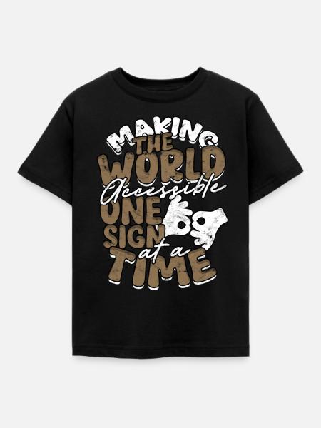 ASL Dolmetscher Gebärdensprache - Kinder T-Shirt - Schwarz
