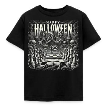 Gespenstisches Schachspiel Halloween Shirt - Kinder T-Shirt - Schwarz - Vorne - AI Model Kid Female (0cm)