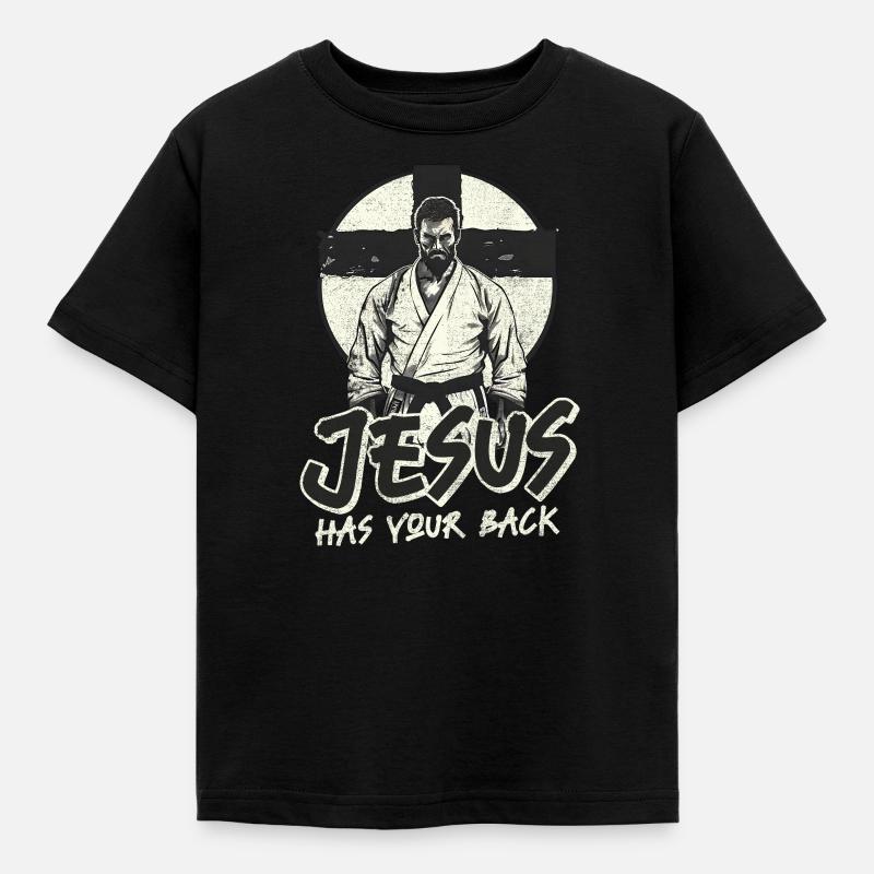 Jiu Jitsu Jesus Has Your Back - Kids' T-Shirt - black