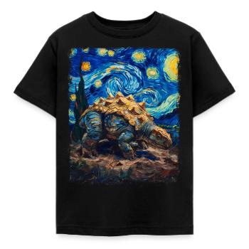 Ankylosaurus Dinosaurier Sternennacht Gemälde - Kinder T-Shirt - Schwarz - Vorne - AI Model Kid Female (0cm)