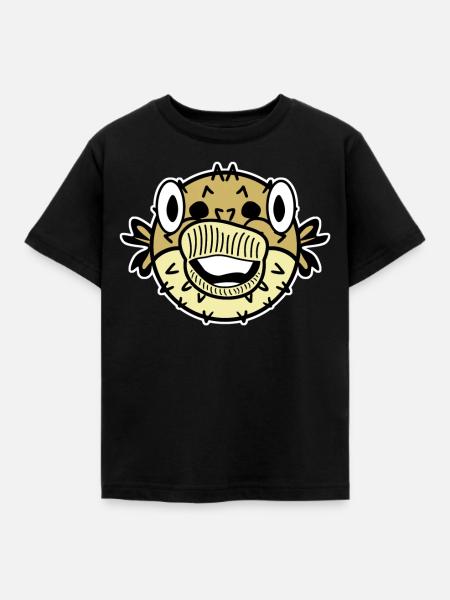 Happy Puffer Fish Pufferfish - Kinder T-Shirt - Schwarz