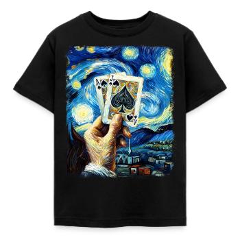 Blackjack Glücksspiel Karten Sternennacht Malerei - Kinder T-Shirt - Schwarz - Vorne - AI Model Kid Female (0cm)