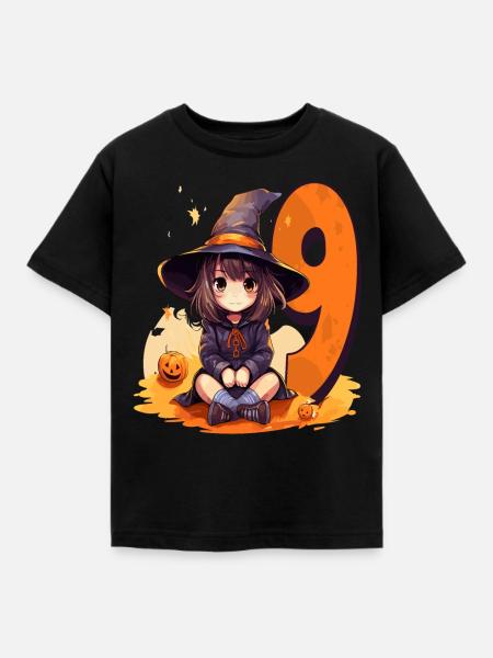 Witch Birthday Costume – Nine Years - Kids' T-Shirt - black