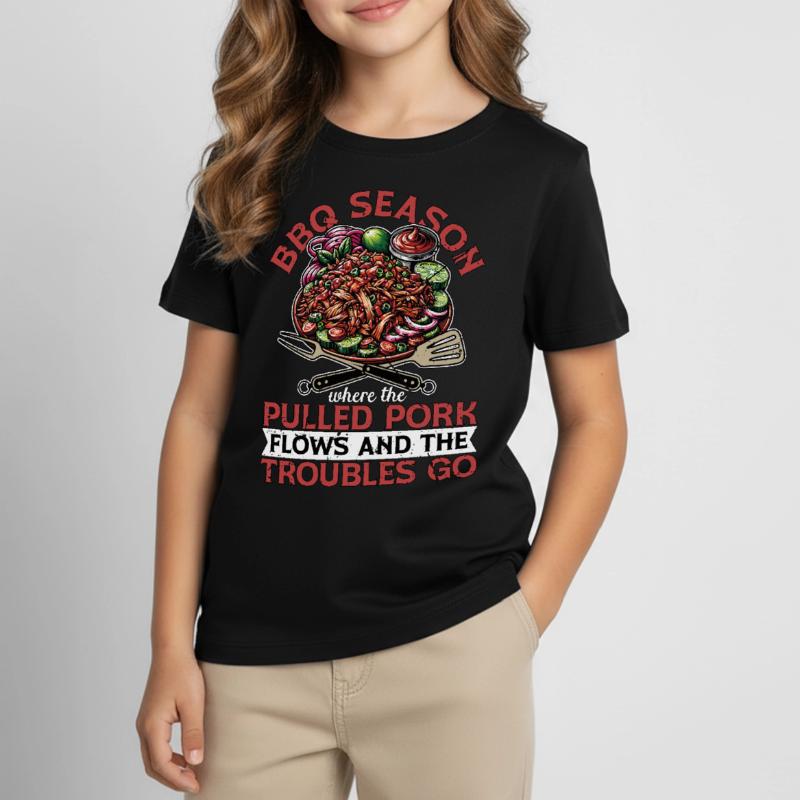 Pulled Pork BBQ Season Where The Pulled Grilling Kids' T-Shirt