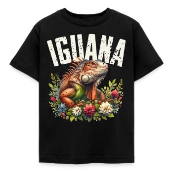 Leguan - Kinder T-Shirt - Schwarz - Vorne - AI Model Kid Female (0cm)
