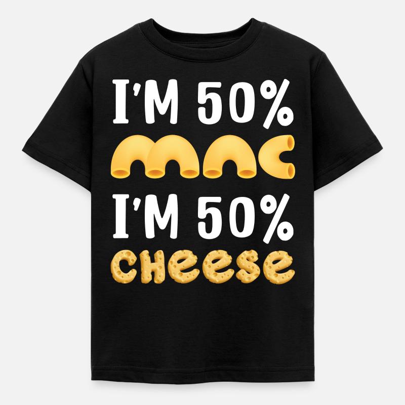 Ich bin 50% Mac und 50% Cheese - Kinder T-Shirt - Schwarz