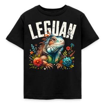 Leguan - Kinder T-Shirt - Schwarz - Vorne - AI Model Kid Female (0cm)