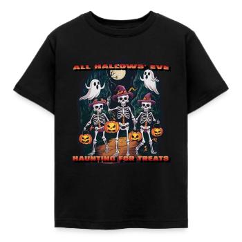 All Hallows' Eve, Auf der Suche nach Leckereien Unisex Kinder - Kinder T-Shirt - Schwarz - Vorne - AI Model Kid Female (0cm)