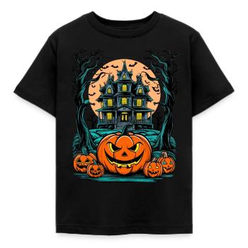 Gespenstisches Geisterhaus Gruselige Geistervilla - Kinder T-Shirt - Schwarz - Vorne - AI Model Kid Female (0cm)