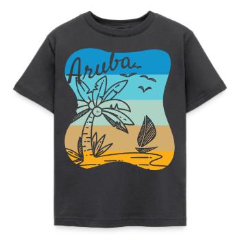 Aruba I Strand Meer Surfen Urlaub Palmen - Kinder T-Shirt - Dunkelgrau - Vorne - AI Model Kid Female (0cm)