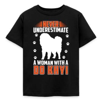 Femme avec Do, Khyi, Dogue tibétain, Dogue tibétain - T-shirt Enfant - noir - Devant - AI Model Kid Female (0cm)