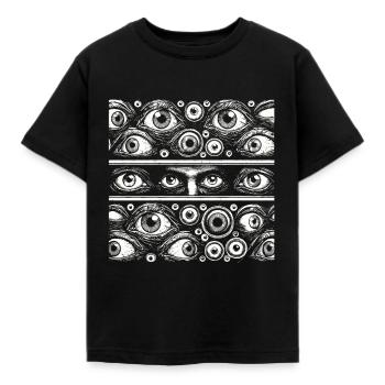 Gloomy Eyes Creepy Halloween Design - Kids' T-Shirt - black - Front - AI Model Kid Female (0cm)