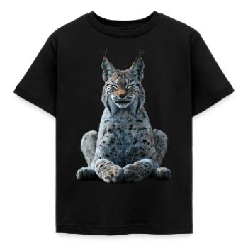 Luchs - Kinder T-Shirt - Schwarz - Vorne - AI Model Kid Female (0cm)