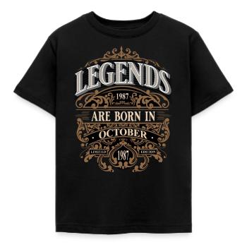 1987 October born Birthday Year of birth - Kids' T-Shirt - black - Front - AI Model Kid Female (0cm)