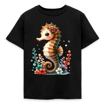 Seepferd Seepferdchen - Kinder T-Shirt - Schwarz - Vorne - AI Model Kid Female (0cm)