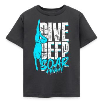 Taucher Sporttauchen Tauchen Dive Deep Soar High - Kinder T-Shirt - Dunkelgrau - Vorne - AI Model Kid Female (0cm)