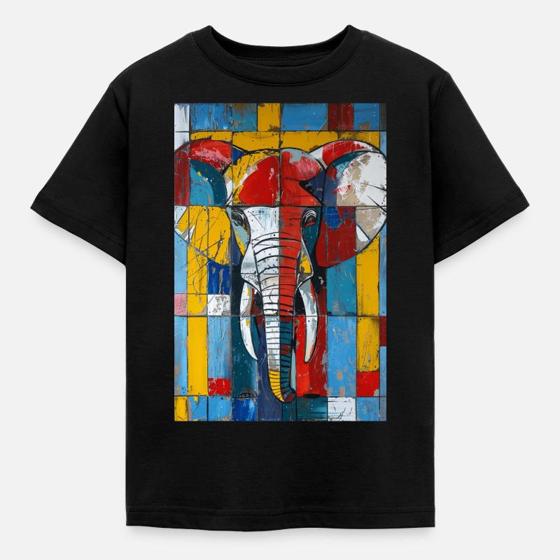 Elefant - Kinder T-Shirt - Schwarz
