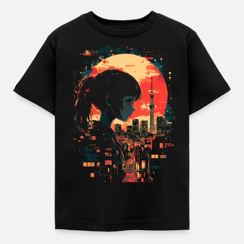 Anime Mädchen Japan - Kinder T-Shirt - Schwarz