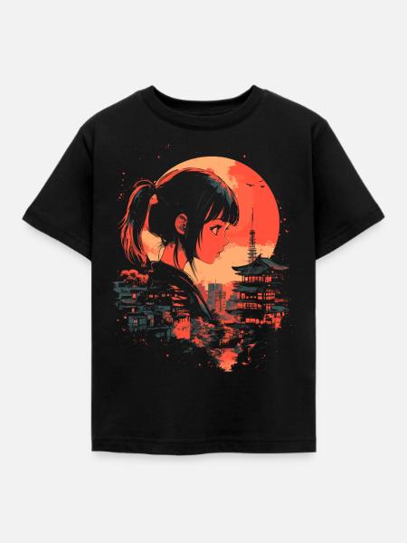 Anime Mädchen Japan - Kinder T-Shirt - Schwarz