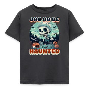 Halloween-Läufer Joggen oder verfolgt werden! - Kinder T-Shirt - Dunkelgrau - Vorne - AI Model Kid Female (0cm)