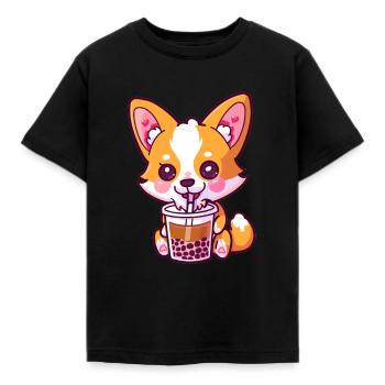 Thé à bulles Boba BubbleTea Kawaii Japan Tea Kpop - T-shirt Enfant - noir - Devant - AI Model Kid Female (0cm)