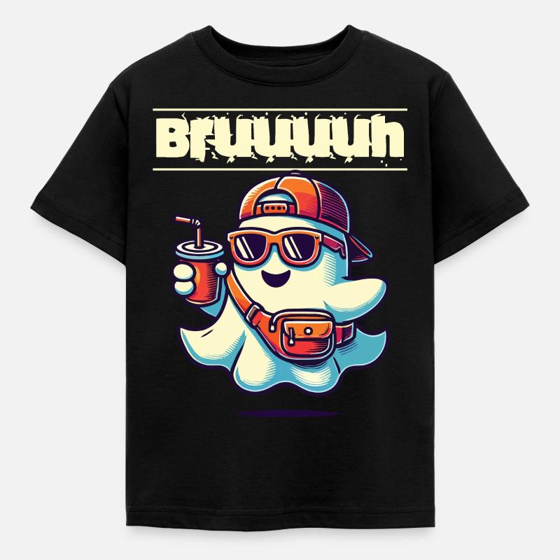 Cool Halloween Ghost Says Bruh - Kids' T-Shirt - black
