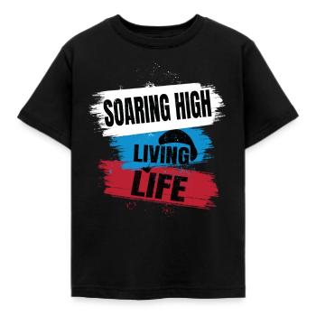 Soaring High Living Life – Paragliding Design - Kids' T-Shirt - black - Front - AI Model Kid Female (0cm)