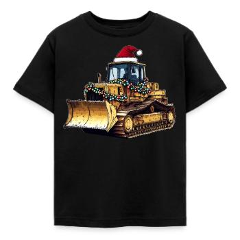 Bulldozer Weihnachtsmütze Xmas - Kinder T-Shirt - Schwarz - Vorne - AI Model Kid Female (0cm)