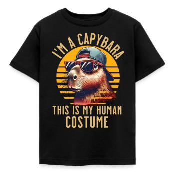 Capybara Kostüm - Kinder T-Shirt - Schwarz - Vorne - AI Model Kid Female (0cm)