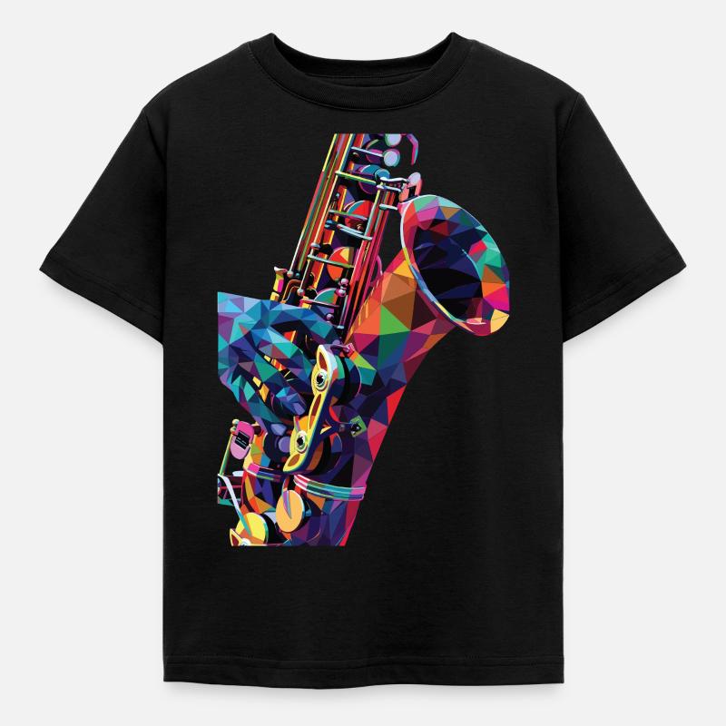 Saxophon - Kinder T-Shirt - Schwarz