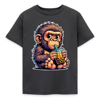 Thé à bulles de Néandertal - T-shirt Enfant - charbon - Devant - AI Model Kid Female (0cm)