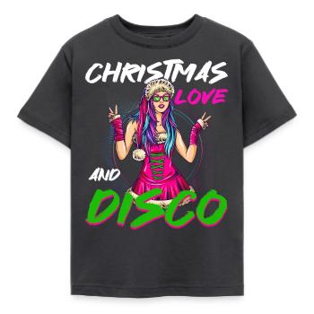 Mrs. Claus on the dance floor! Christmas Techno - Kids' T-Shirt - dark grey - Front - AI Model Kid Female (0cm)