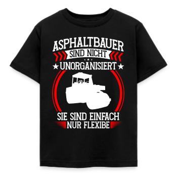 Asphalt builder is not disorganized Road construction - Kids' T-Shirt - black - Front - AI Model Kid Female (0cm)