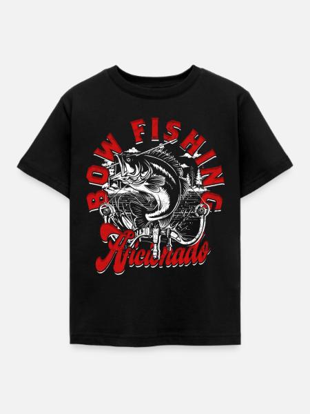 Bogenfischer Bow Fishing Aficionado - Kinder T-Shirt - Schwarz
