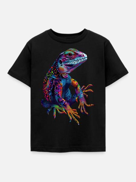 Eidechse - Kinder T-Shirt - Schwarz