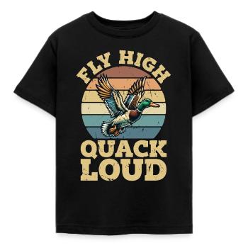 Canard colvert mouche haut coin-coin bruyant rétro oiseau d’eau - T-shirt Enfant - noir - Devant - AI Model Kid Female (0cm)