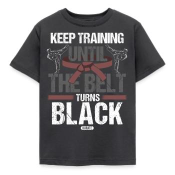 Schwarzer Gürtel: Motivation Kampfkunst Karate - Kinder T-Shirt - Dunkelgrau - Vorne - AI Model Kid Female (0cm)