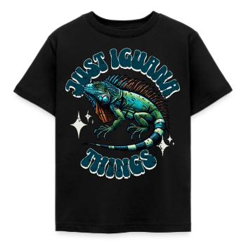 Leguan - Kinder T-Shirt - Schwarz - Vorne - AI Model Kid Female (0cm)