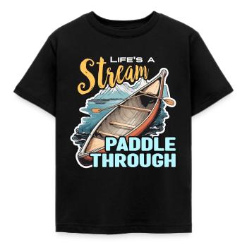 Canoë La vie est un ruisseau Paddle Through Paddle - T-shirt Enfant - noir - Devant - AI Model Kid Female (0cm)