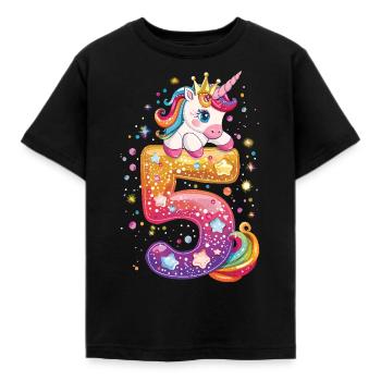 Einhorn Zum 5. Geburtstag Für Kinder - Kinder T-Shirt - Schwarz - Vorne - AI Model Kid Female (0cm)