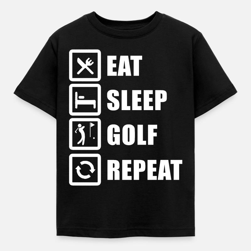 Eat Sleep Golf Repeat Golfspieler - T-shirt barn - svart