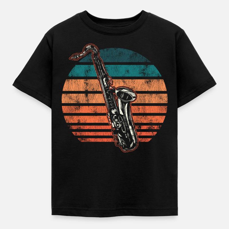 Saxophone Rétro Vintage - T-shirt Enfant - noir
