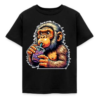 Thé à bulles de Néandertal - T-shirt Enfant - noir - Devant - AI Model Kid Female (0cm)