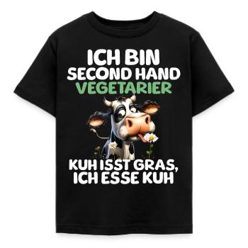 Second Hand Vegetarian - Kids' T-Shirt - black - Front - AI Model Kid Female (0cm)
